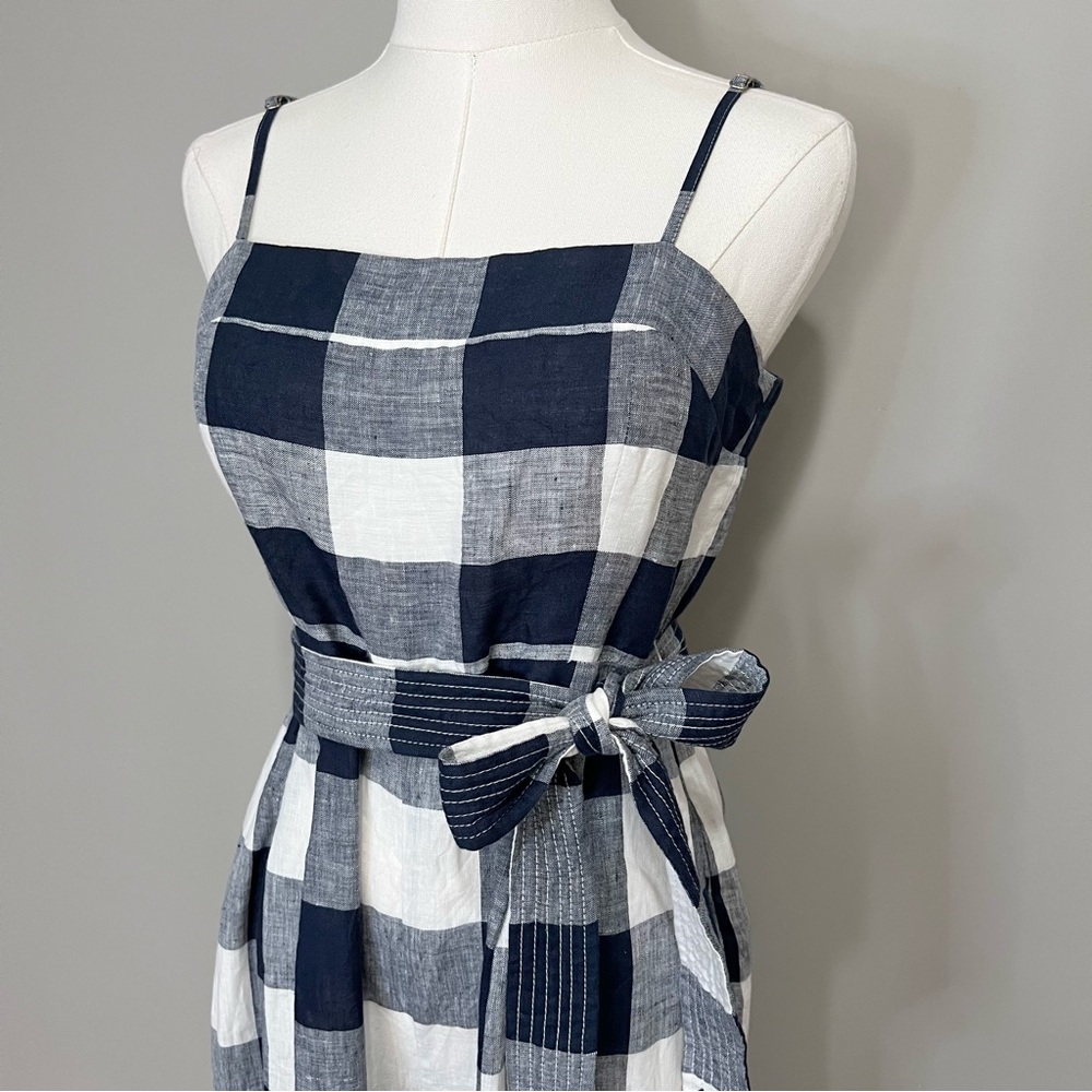 J. Crew 100% Linen Gingham Beauchamps Jumpsuit Size 4 - Picture 3 of 11